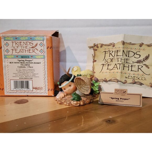 Vintage Enesco Friends Of The Feather "Spring Peeper" Boy With Frog Figurine - Picture 4 of 4